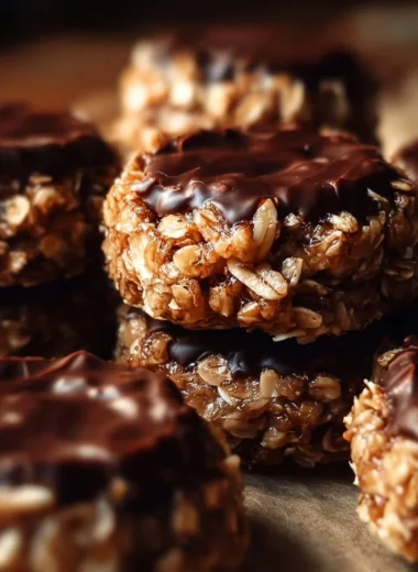No-bake chocolate coconut oatmeal treats on a white plate