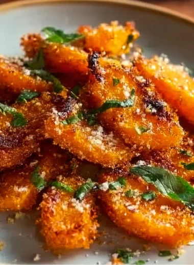 Oven fried potatoes and onions served in a bowl, crispy and golden brown.
