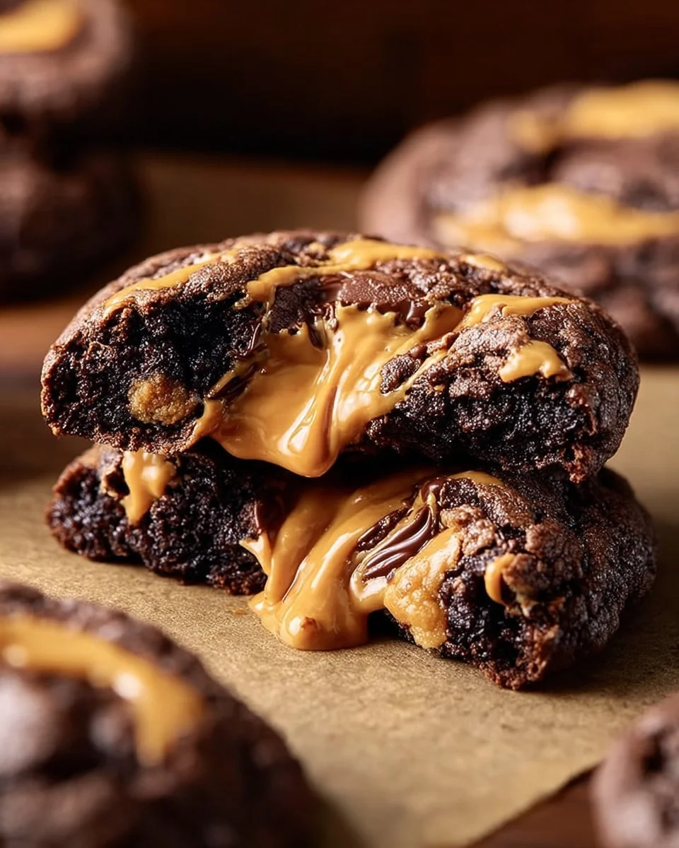Delicious Peanut Butter Brownie Cookies on a plate