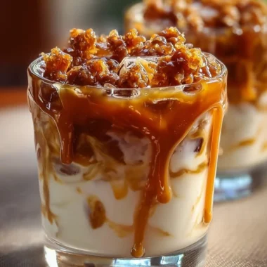Delicious Salted Caramel White Russian cocktail with a salted rim and caramel drizzle