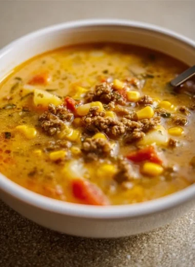 Bowl of soul-warming slow cooker soup filled with vegetables and spices