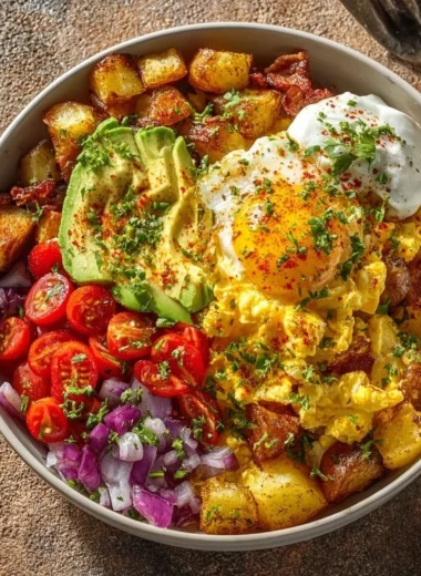 Colorful Southwest Spice Green Chile Bowl with fresh ingredients and spices.