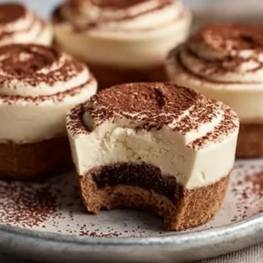 Delicious Tiramisu Cookie Cups topped with creamy mascarpone and cocoa