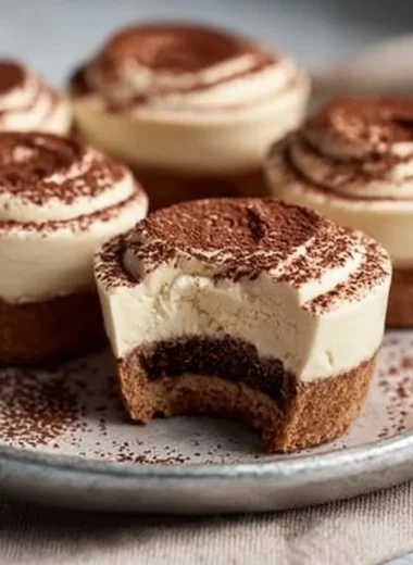 Delicious Tiramisu Cookie Cups topped with creamy mascarpone and cocoa