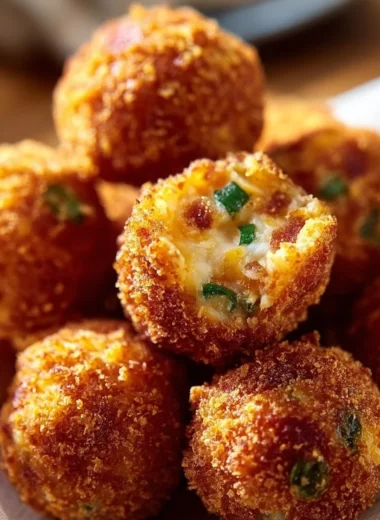 Bacon Jalapeno Popper Cheese Balls with crispy bacon and spicy jalapenos