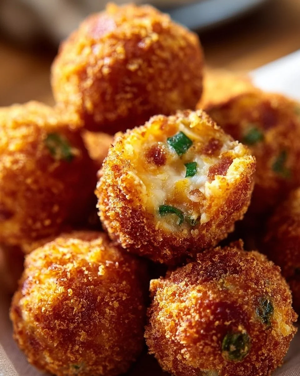Bacon Jalapeno Popper Cheese Balls with crispy bacon and spicy jalapenos