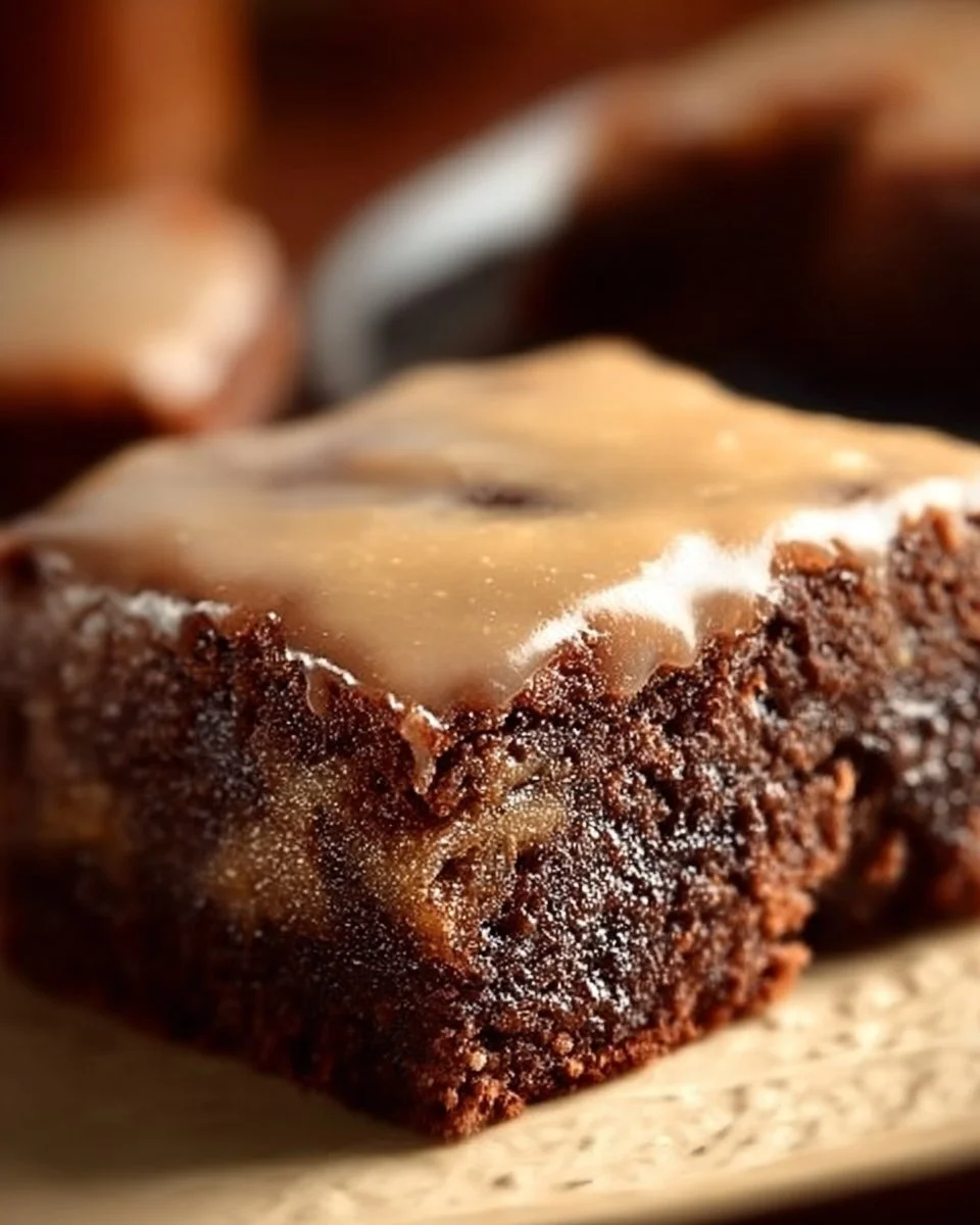 Delicious banana bread brownies topped with chocolate and walnuts.