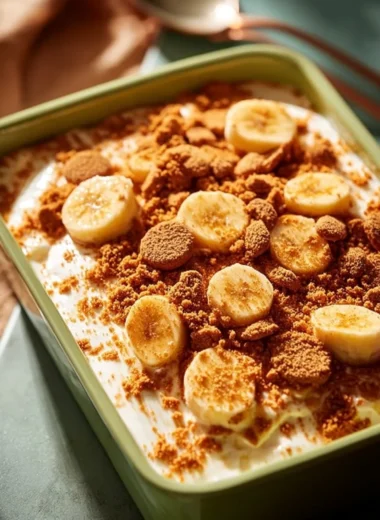 Delicious homemade banana pudding served in a bowl with banana slices