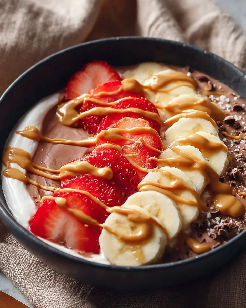 Delicious Greek yogurt dessert bowl topped with fruits and nuts