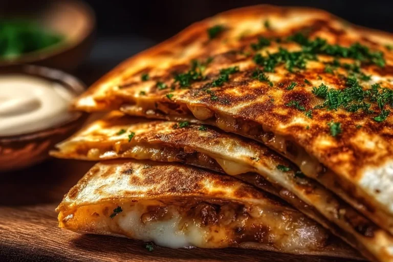Cheesy hot honey chicken quesadillas with spicy jalapeño cream sauce