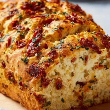 Delicious cherry tomato and cheese bake served with crusty bread