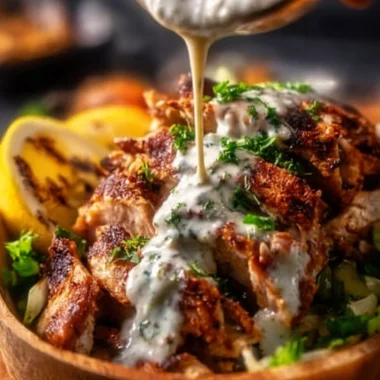 Delicious Chicken Shawarma served with garlic sauce on a plate