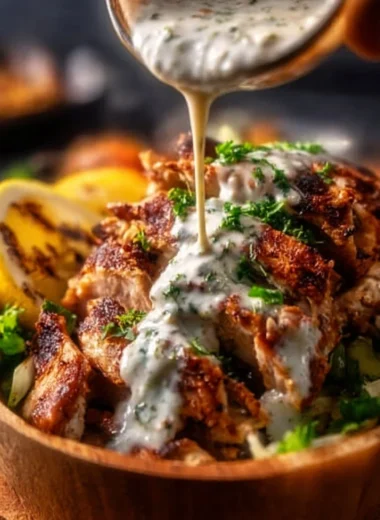 Delicious Chicken Shawarma served with garlic sauce on a plate