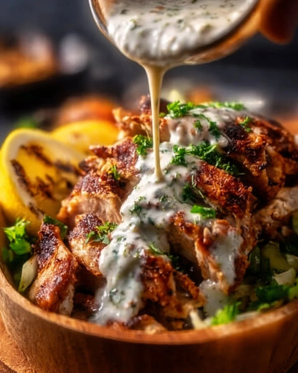 Delicious Chicken Shawarma served with garlic sauce on a plate