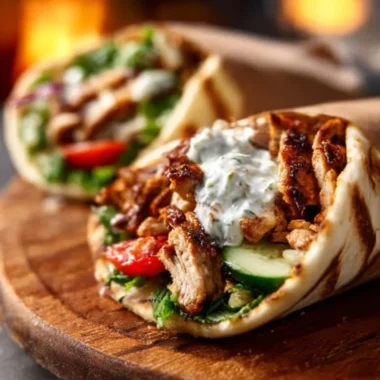 Delicious Chicken Shawarma with garlic sauce served on a plate