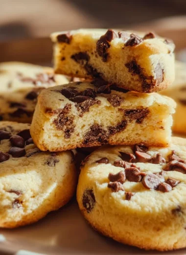 Delicious chocolate chip cheesecake cookies with creamy filling and chocolate chips