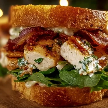 Chopped Chicken Bacon Ranch Sandwich topped with lettuce and ranch dressing