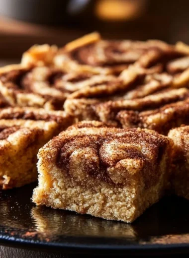Delicious Cinnamon Swirl Snickerdoodle Blondies freshly baked on a cooling rack.