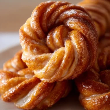Freshly baked cinnamon twists topped with sugar and cinnamon.