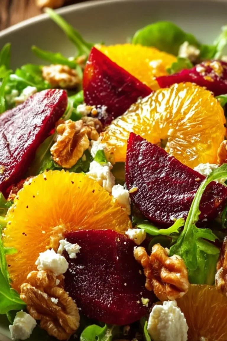 Colorful Easter Beet Salad with fresh vegetables and dressing