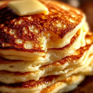 Fluffy cottage cheese pancakes served with syrup and fresh berries on a plate.