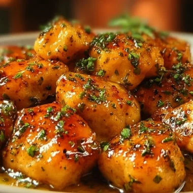 Plate of Cowboy Butter Chicken Bites garnished with herbs and spices.