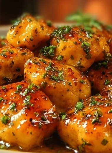 Plate of Cowboy Butter Chicken Bites garnished with herbs and spices.