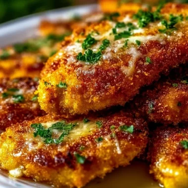 Delicious crispy baked Italian parmesan chicken served on a plate
