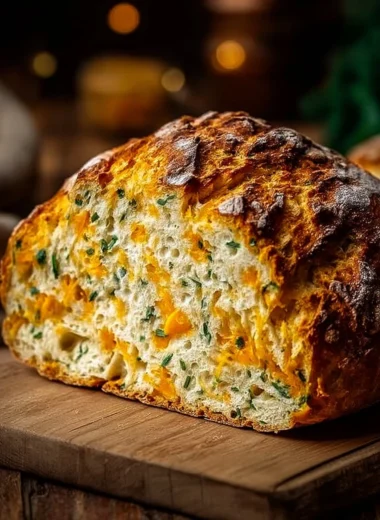 Delicious Cheddar and Herb Soda Bread fresh out of the oven
