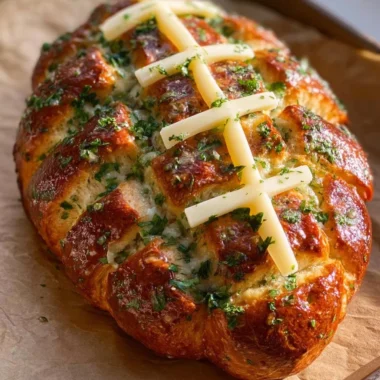 Football shaped cheesy stuffed garlic pull apart bread, perfect for sharing.
