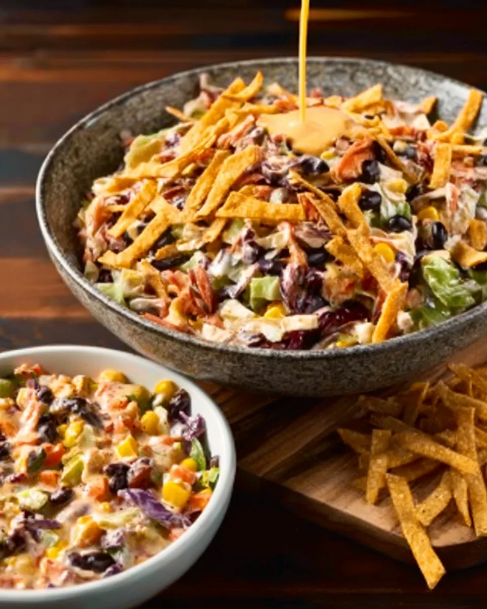 Delicious Frito Cowboy Cabbage recipe with colorful ingredients and Fritos topping.