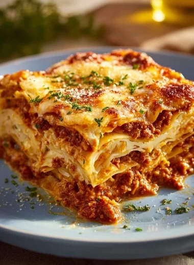 Homemade cabbage casserole dish topped with melted cheese