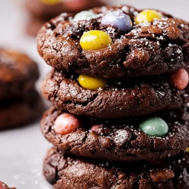 Delicious homemade chocolate cookies with Cadbury Egg filling