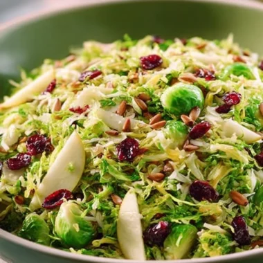 Homemade Easter Brussels Sprout Salad with festive ingredients and colorful toppings.