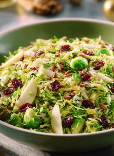 Homemade Easter Brussels Sprout Salad with festive ingredients and colorful toppings.