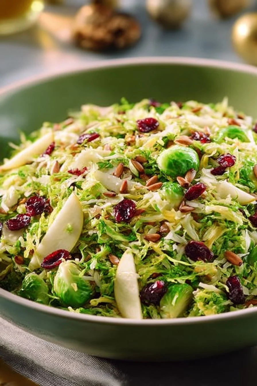 Homemade Easter Brussels Sprout Salad with festive ingredients and colorful toppings.
