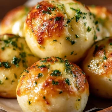 Delicious cheesy garlic butter bites served on a plate