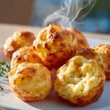 Golden and crispy mashed potato cheese puffs served on a plate