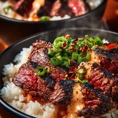 Delicious Korean BBQ Steak Bowl with marinated beef and fresh vegetables