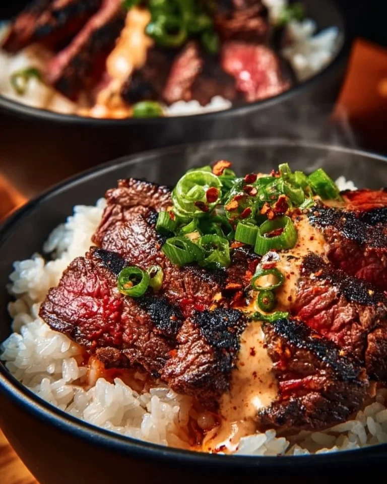 Delicious Korean BBQ Steak Bowl with marinated beef and fresh vegetables