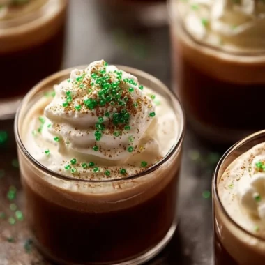 Decadent Irish coffee pudding shots served in small glasses