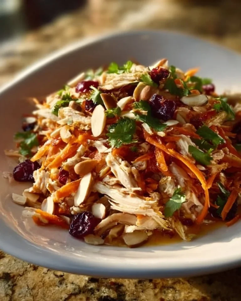 Quick Asian chicken cranberry salad with colorful veggies and sesame dressing