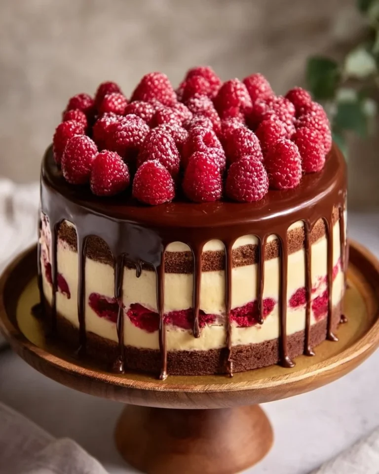 Raspberry Ruby Chocolate Drip Cake with rich chocolate layers and raspberry drizzle