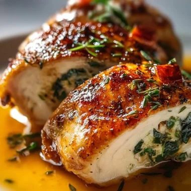 Ruth's Chris stuffed chicken copycat dish prepared and plated beautifully