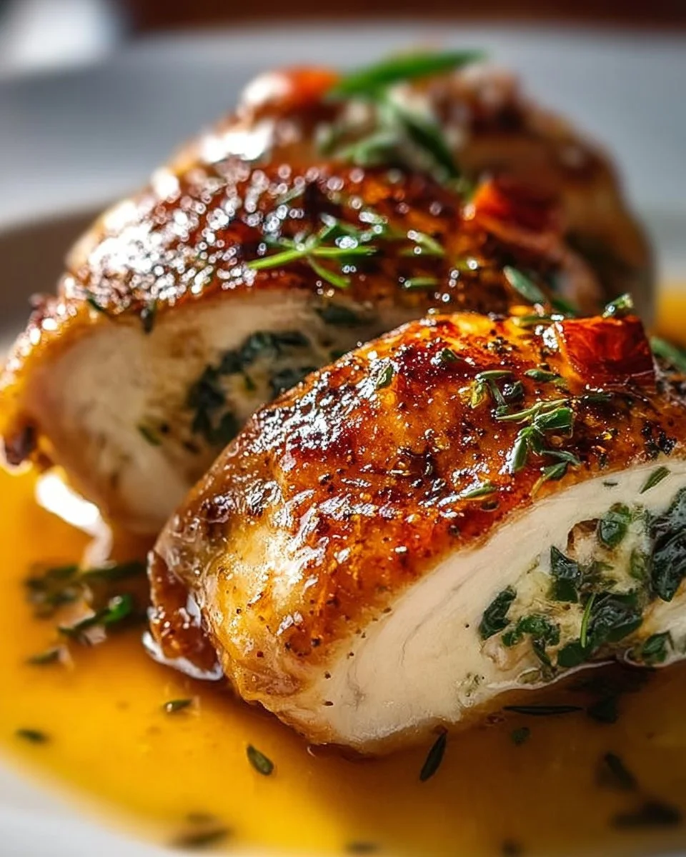 Ruth's Chris stuffed chicken copycat dish prepared and plated beautifully