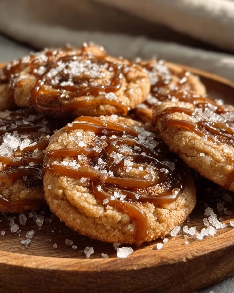 Salted honey cinnamon cookies on a baking tray, ready to be enjoyed.