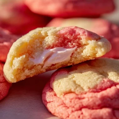 Delicious Strawberry Cheesecake Cookies on a plate, perfect for dessert lovers.