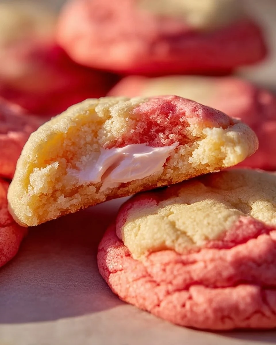 Delicious Strawberry Cheesecake Cookies on a plate, perfect for dessert lovers.