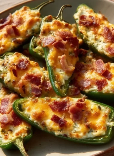 Delicious stuffed jalapeño poppers arranged on a plate