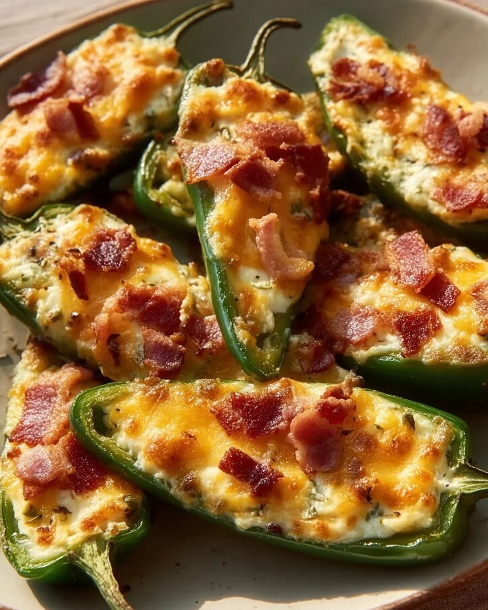 Delicious stuffed jalapeño poppers arranged on a plate